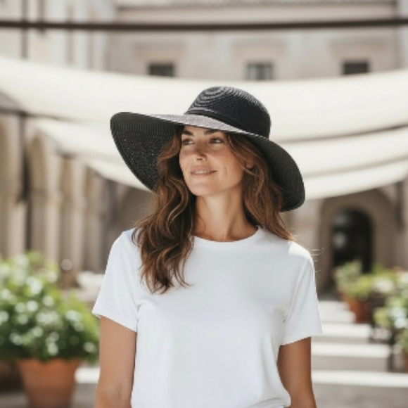 Elegant Black Wide-Brim Hat - Picture 2 of 6